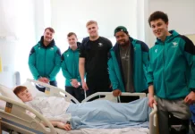 Connacht Rugby Team brings cheer to Paediatric Unit at UHG