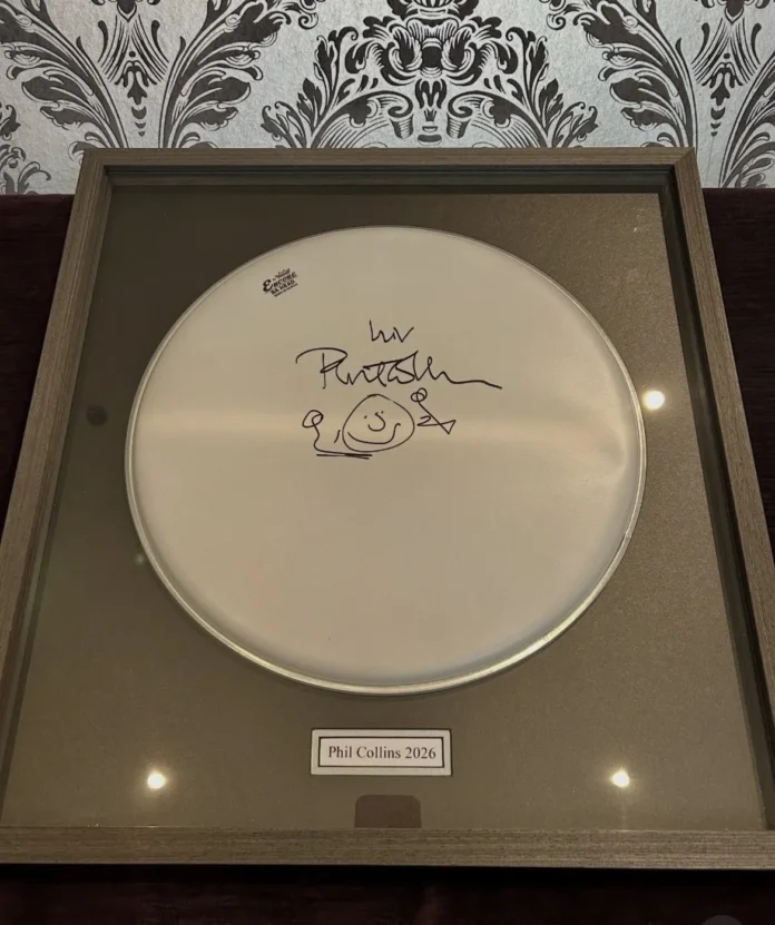 phil collins signed drum head